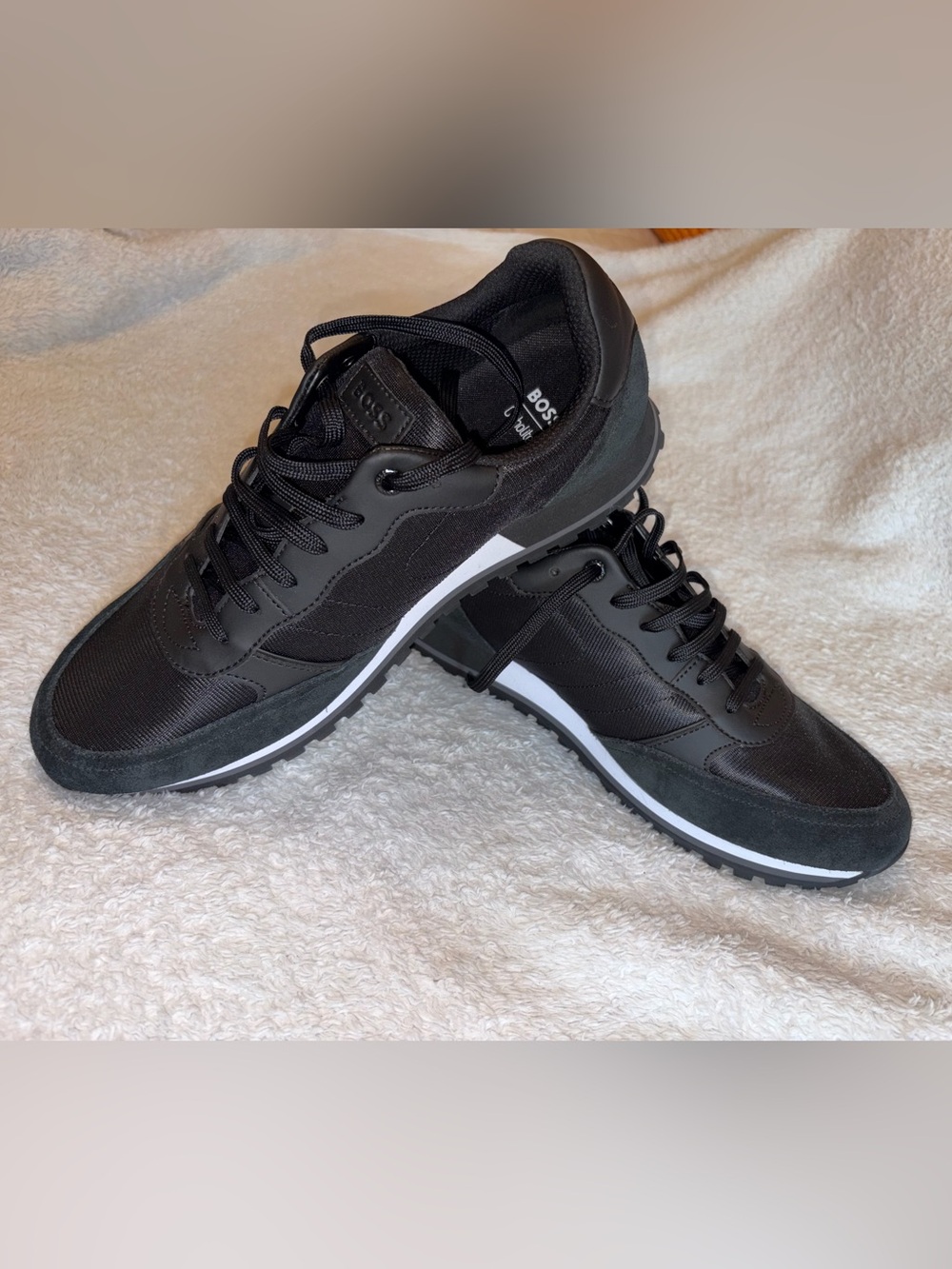 BOSS Men's Black Lace-Up Ortholite Sneakers Size US 11